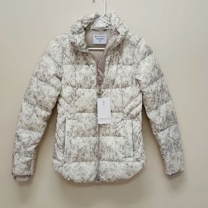 Athleta Downtown Printed Winter Jacket, XXS, NWT, Gray/ Beige color